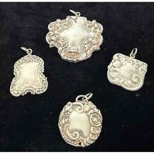 Sterling Silver 925 Towle Ornament Lot Of 4 Floral Pattern Boho Artsy Pendants